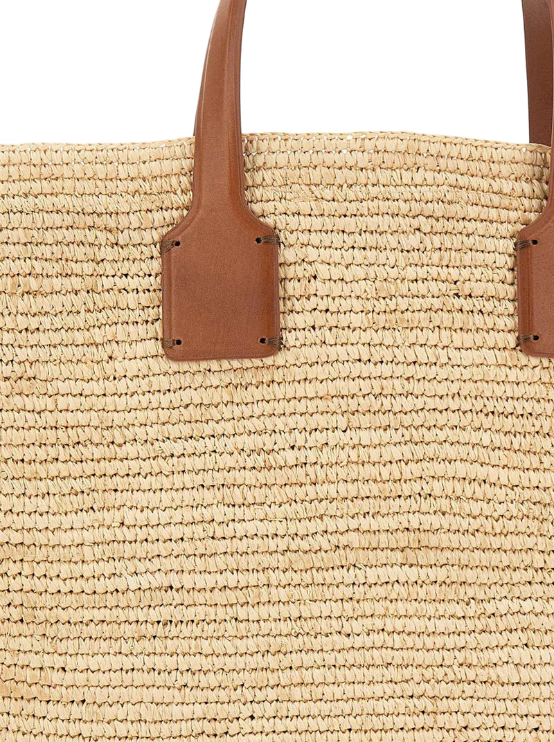 BORSA A MANO SACHA IN RAFIA CON INSERTI IN PELLE