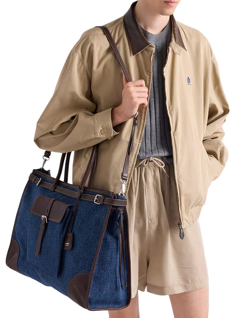 BORSA SHOPPING PRADA BONNIE IN DENIM E PELLE