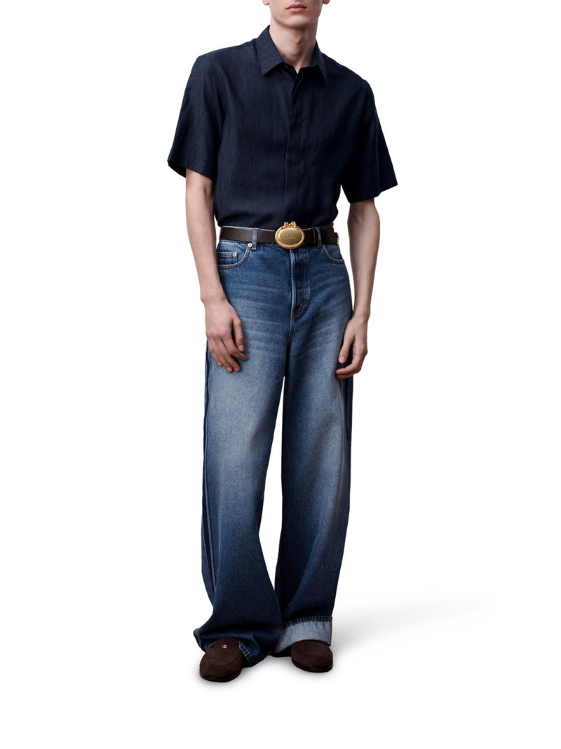 JEANS BAGGY IN TWILL DI COTONE BLU