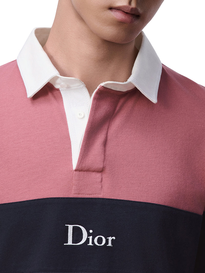 POLO A MANICHE LUNGHE IN JERSEY DI COTONE ROSA PORPORA