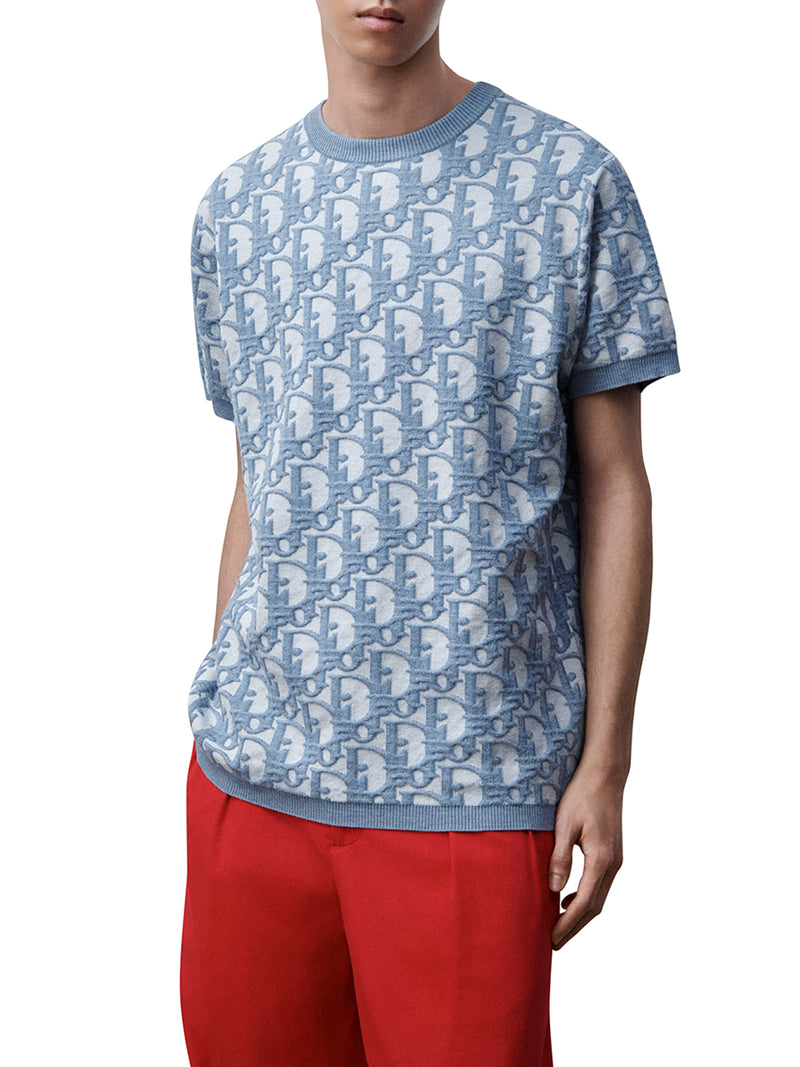 T-SHIRT IN JACQUARD DI COTONE, LANA E SETA