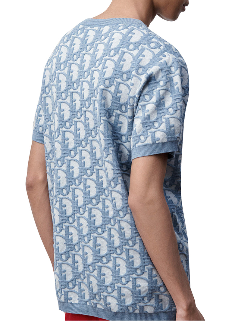 T-SHIRT IN JACQUARD DI COTONE, LANA E SETA