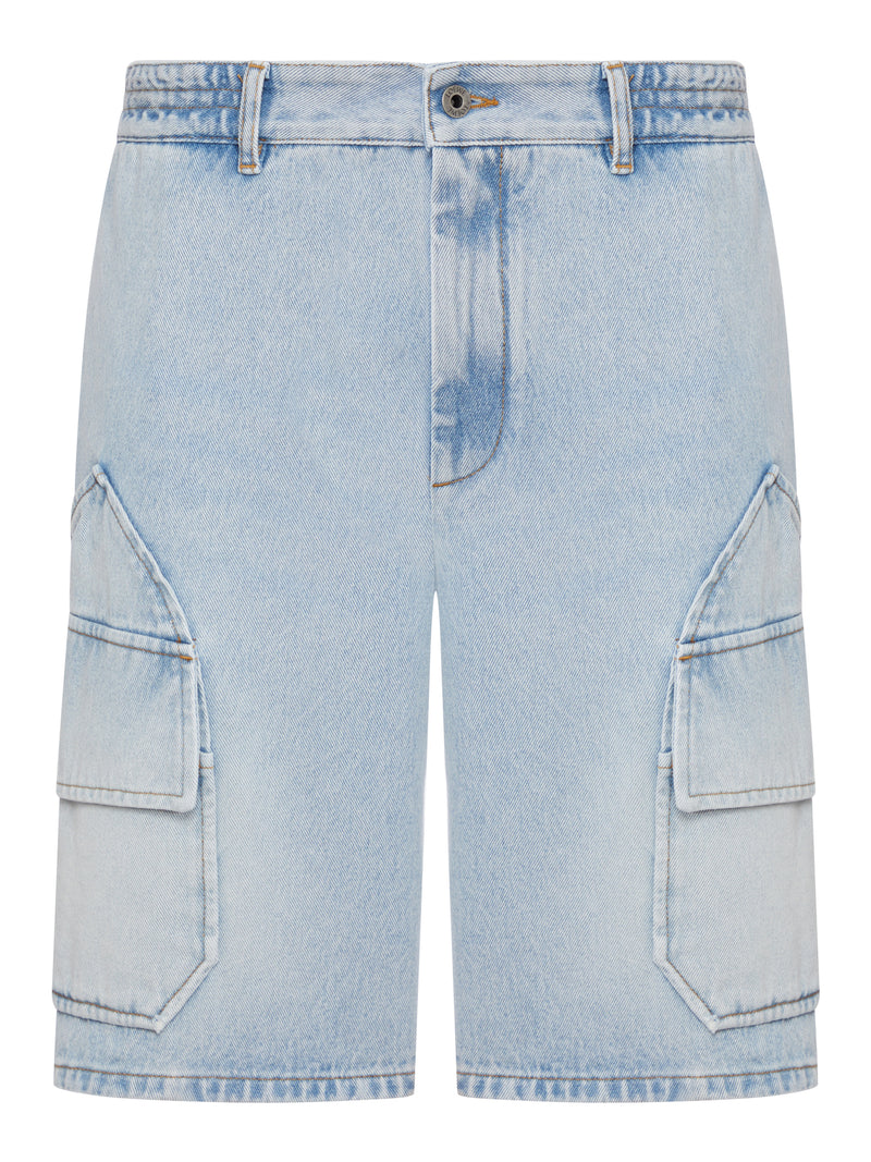 SHORTS IN DENIM DI COTONE LAVATO DI PESO MEDIO