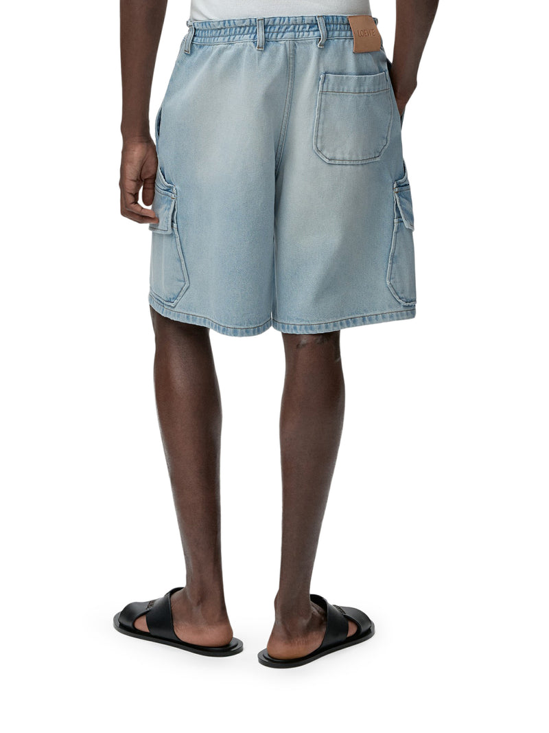 SHORTS IN DENIM DI COTONE LAVATO DI PESO MEDIO