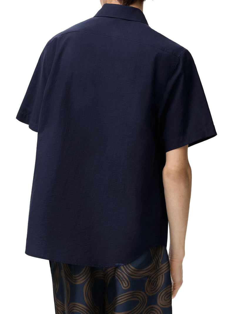 CAMICIA A MANICHE CORTE IN POPELINE TESTURIZZATO