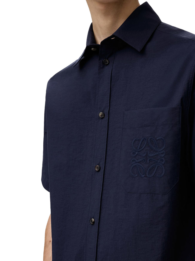 CAMICIA A MANICHE CORTE IN POPELINE TESTURIZZATO