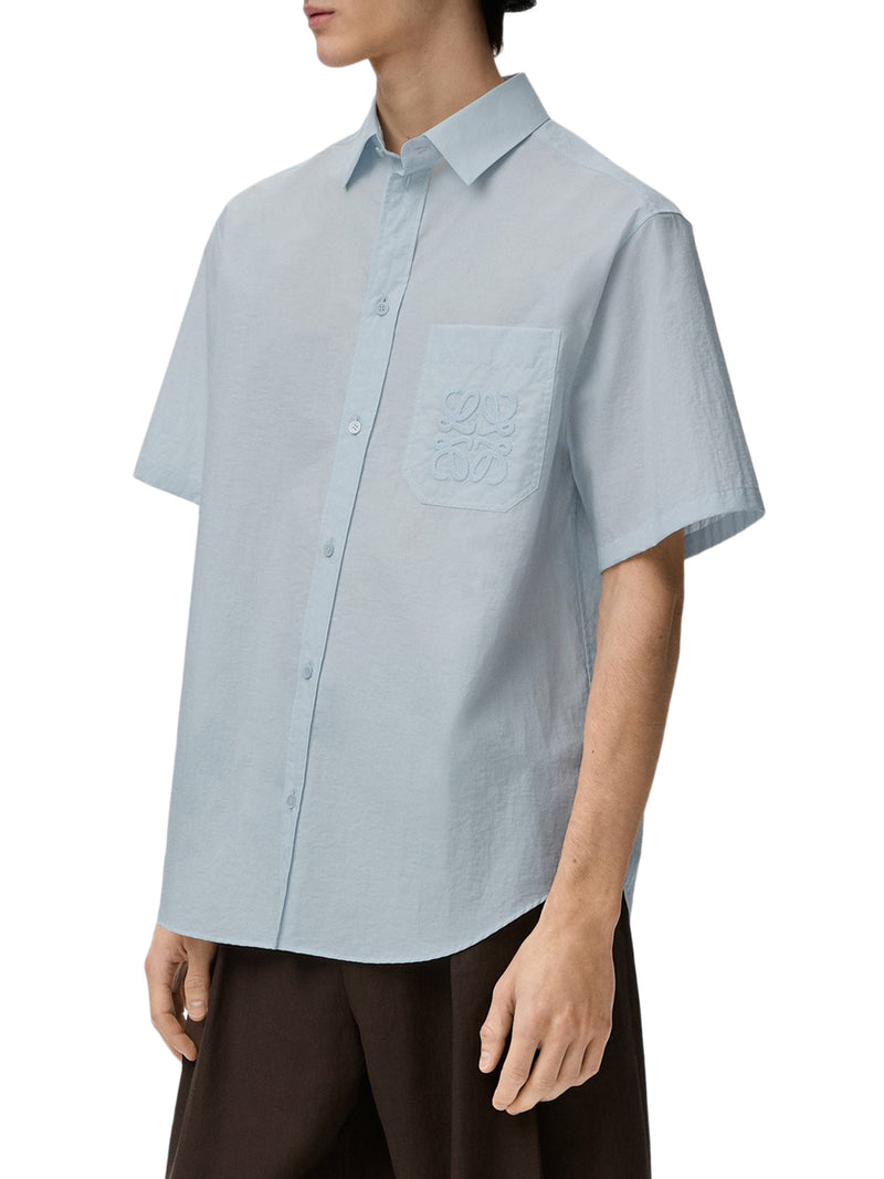 CAMICIA A MANICHE CORTE IN POPELINE TESTURIZZATO