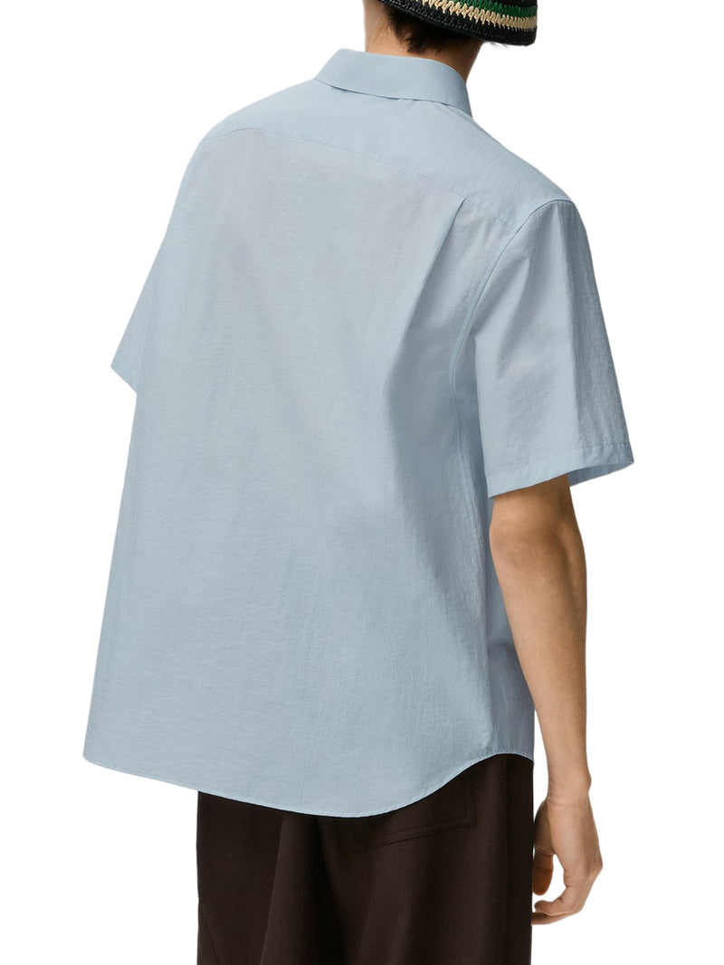 CAMICIA A MANICHE CORTE IN POPELINE TESTURIZZATO