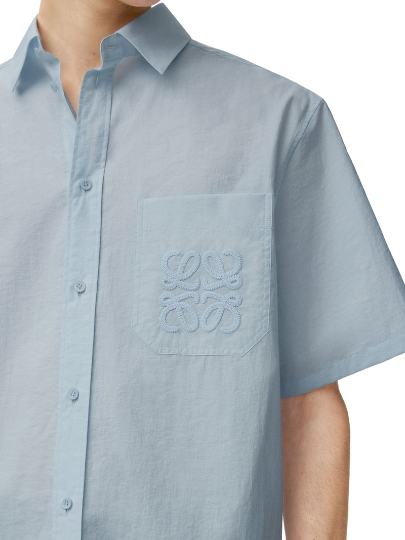 CAMICIA A MANICHE CORTE IN POPELINE TESTURIZZATO