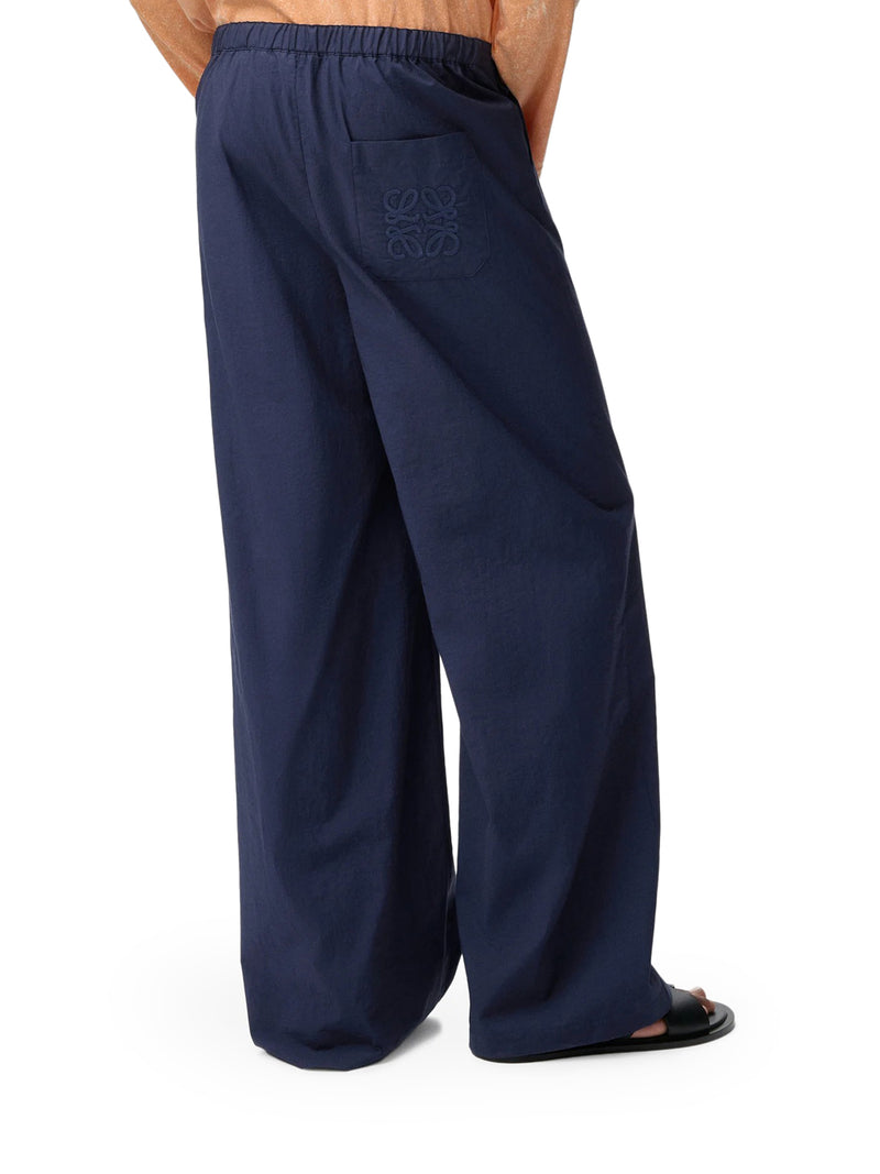 PANTALONI IN LEGGERO POPELINE MISTO COTONE TESTURIZZATO