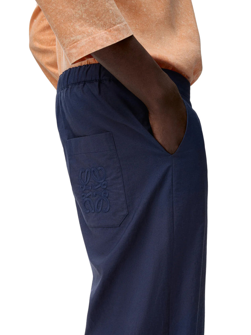 PANTALONI IN LEGGERO POPELINE MISTO COTONE TESTURIZZATO