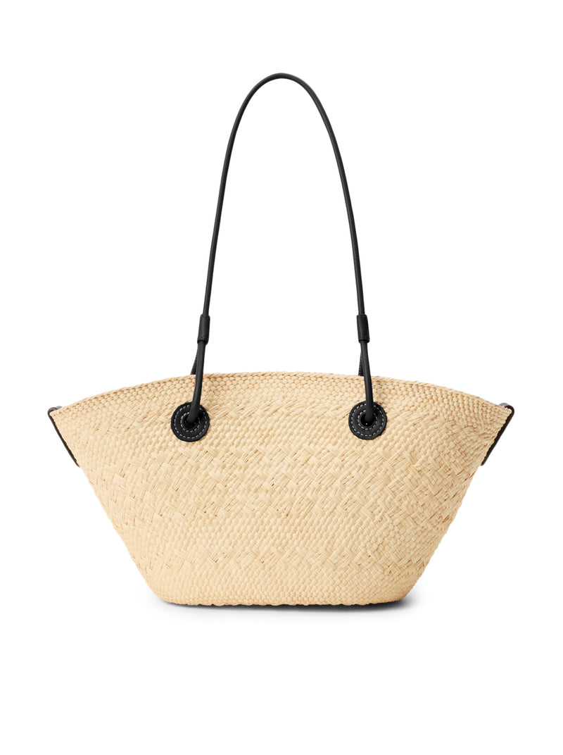 BORSA ANAGRAM BASKET PICCOLA IN PALMA IRACA E PELLE DI VITELLO
