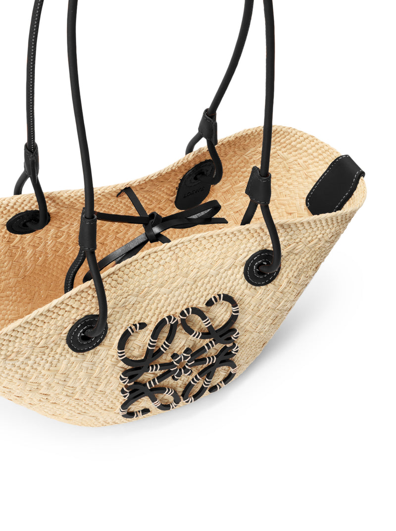 BORSA ANAGRAM BASKET PICCOLA IN PALMA IRACA E PELLE DI VITELLO