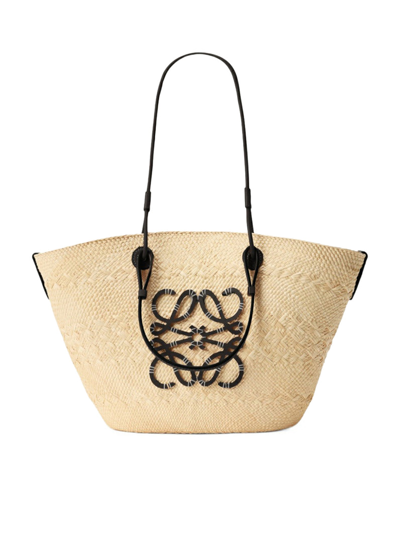 BORSA ANAGRAM BASKET MEDIA IN PALMA IRACA E PELLE DI VITELLO
