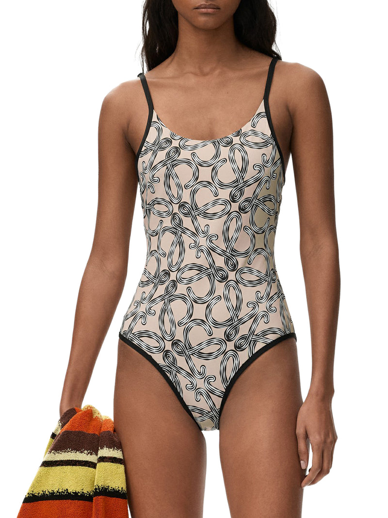 COSTUME DA BAGNO IN JERSEY TECNICO CON STAMPA ANAGRAM ALL-OVER