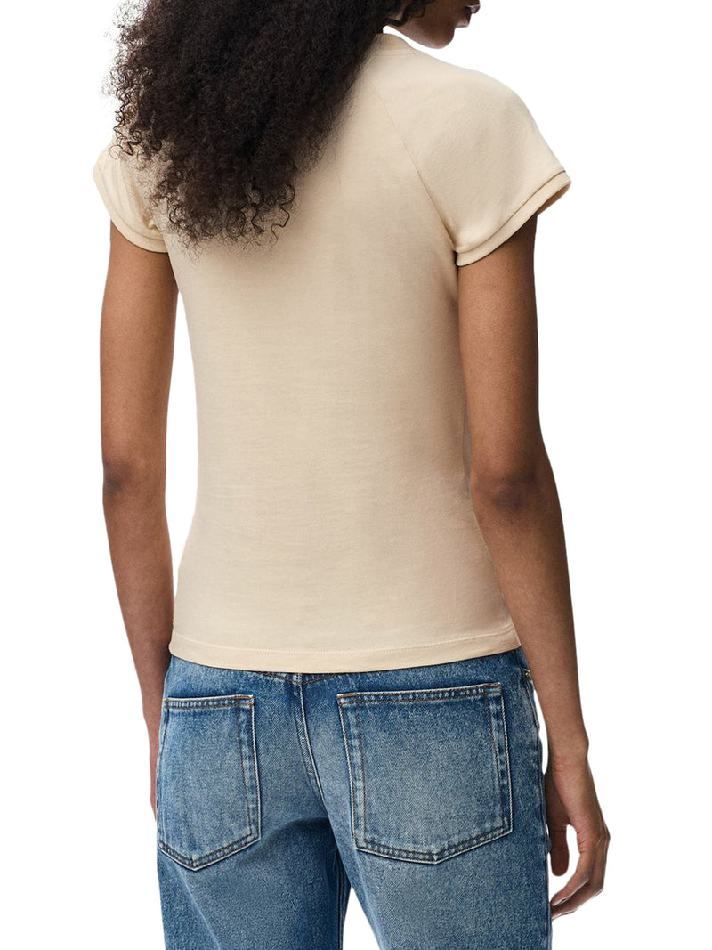 T-SHIRT IN JERSEY DI COTONE LEGGERO CON RICAMO ANAGRAM EFFETTO MOSAICO