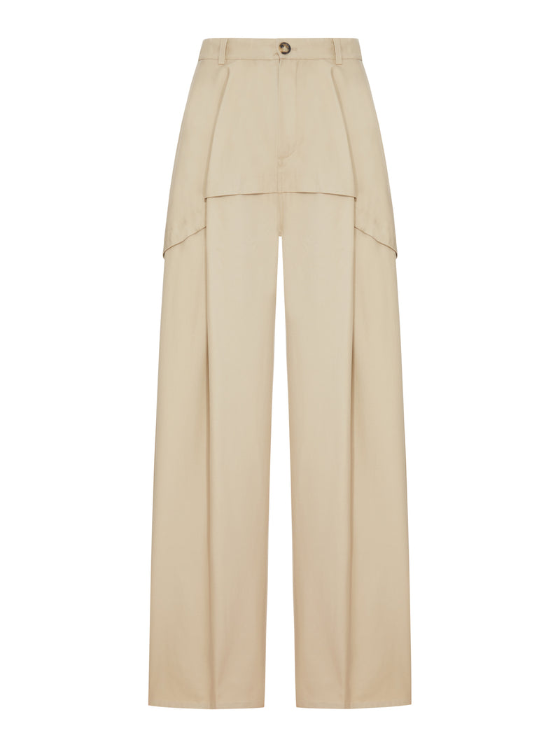 PANTALONI IN COTONE LEGGERO CON COSTRUZIONE ASIMMETRICA A PANNELLI