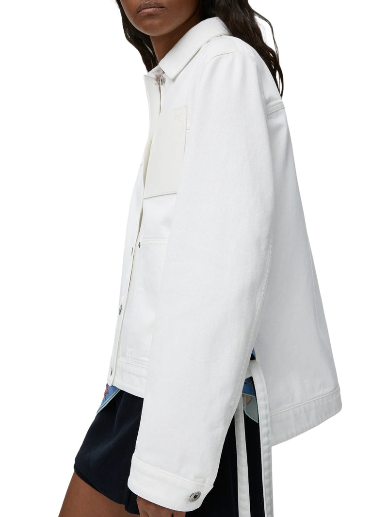 GIACCA IN DENIM CON TASCA IN PELLE APPLICATA