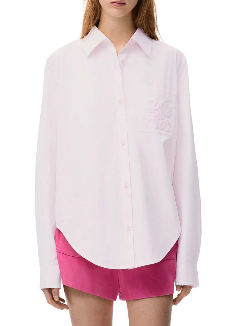 CAMICIA IN POPELINE DI COTONE CON RICAMO ANAGRAM