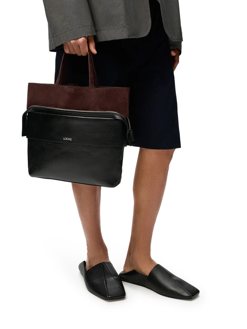 BORSA TOTE SWITCH PICCOLA IN VITELLO EFFETTO CARTA E PELLE SCAMOSCIATA