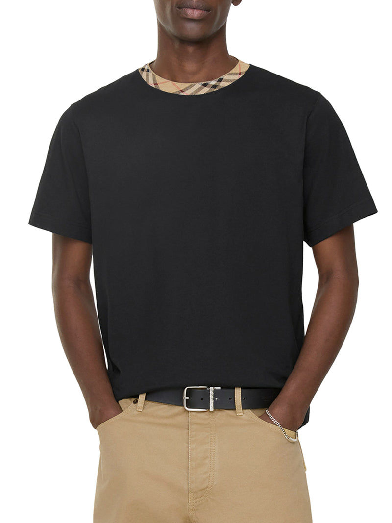 T-SHIRT IN COTONE CON FINITURE CHECK