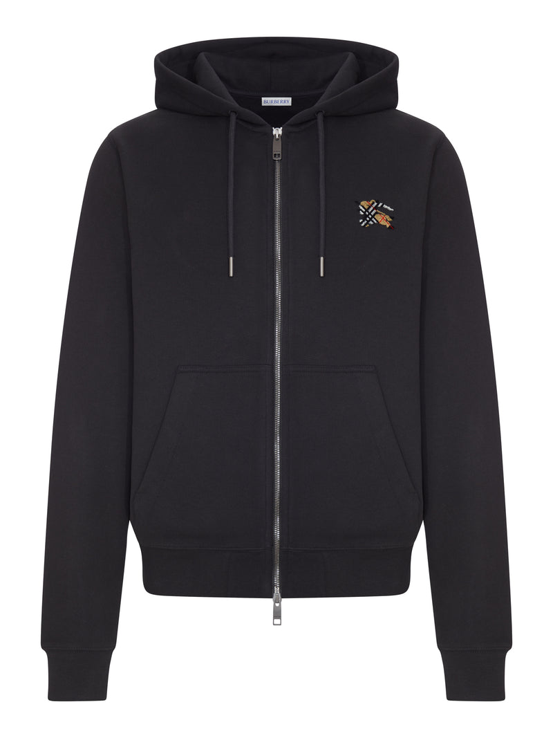 FELPA IN COTONE CON ZIP E CAPPUCCIO
