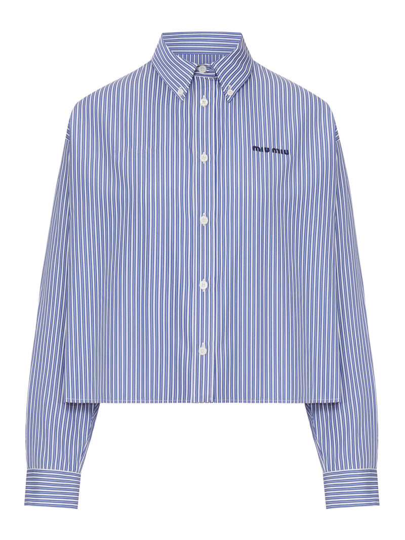 CAMICIA CROPPED A RIGHE IN COTONE