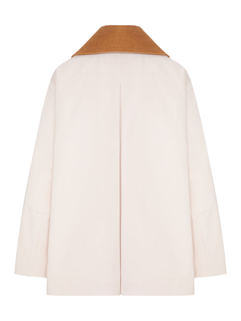 GIACCA IN TWILL ROSA CON COLLETTO IN VELLUTO A COSTE