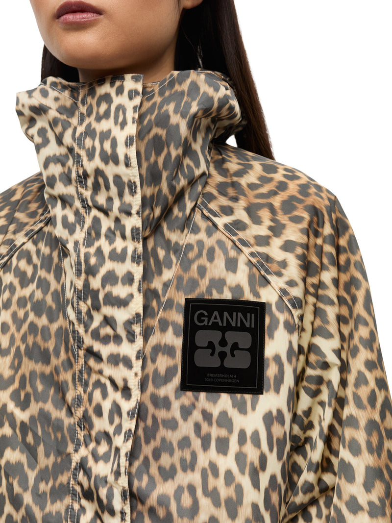 GIACCA IN NYLON CON STAMPA LEOPARDATA