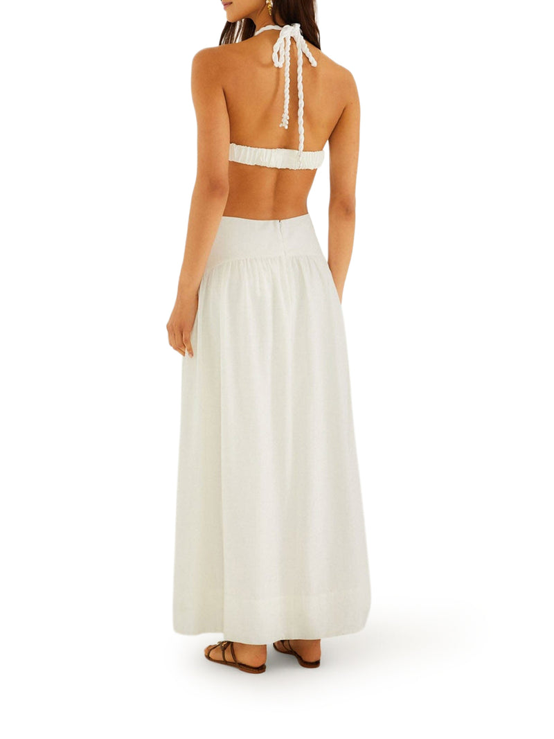 ABITO LUNGO HALTER CON STAMPA MARINA