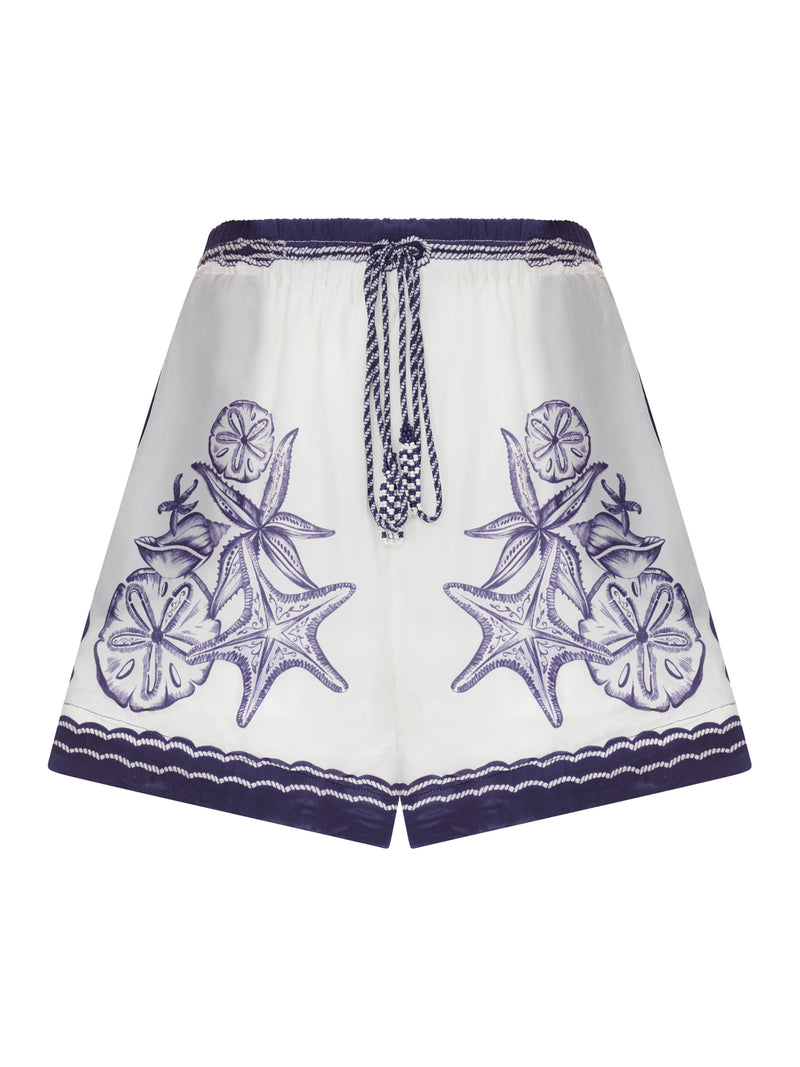 SHORTS IN COTONE CON STAMPA MARINA BLU