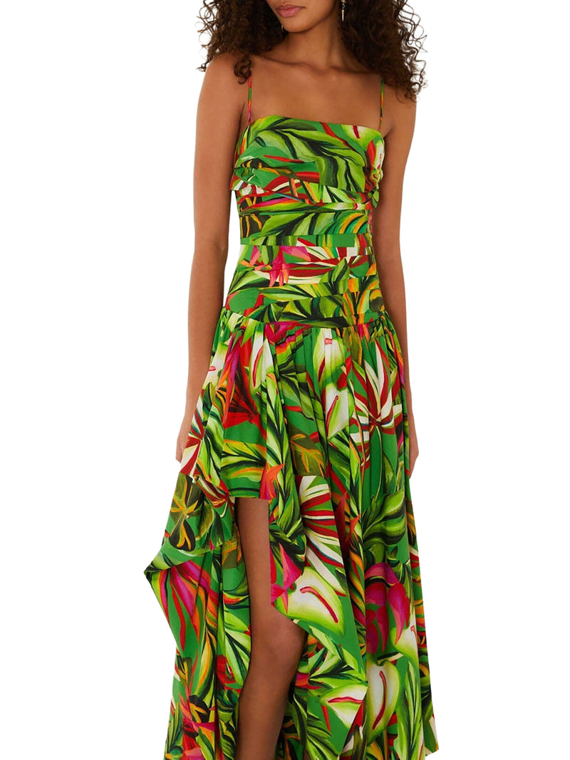 ABITO LUNGO TROPICALE CON SPALLINE SOTTILI