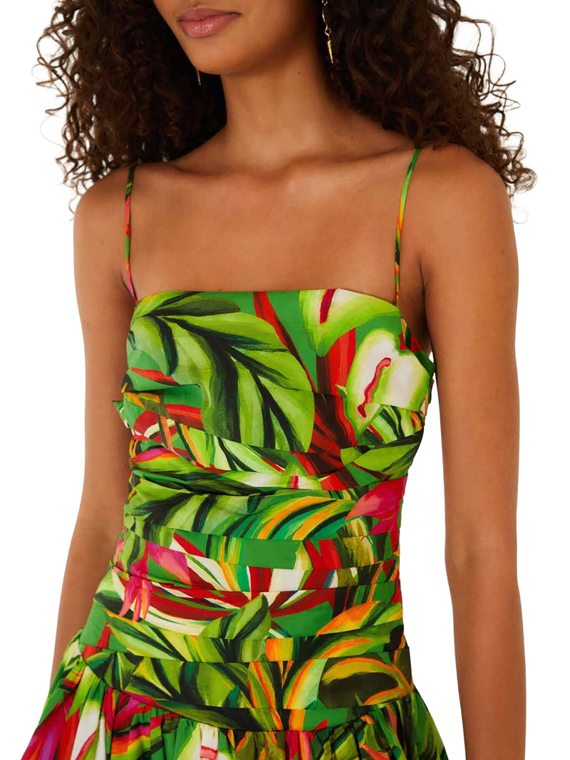 ABITO LUNGO TROPICALE CON SPALLINE SOTTILI