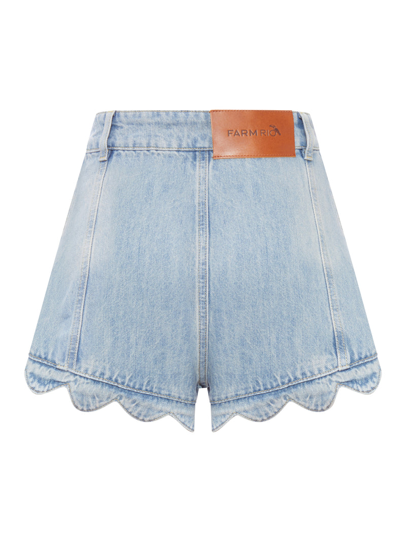 SHORTS IN DENIM CON BORDO SMERLATO