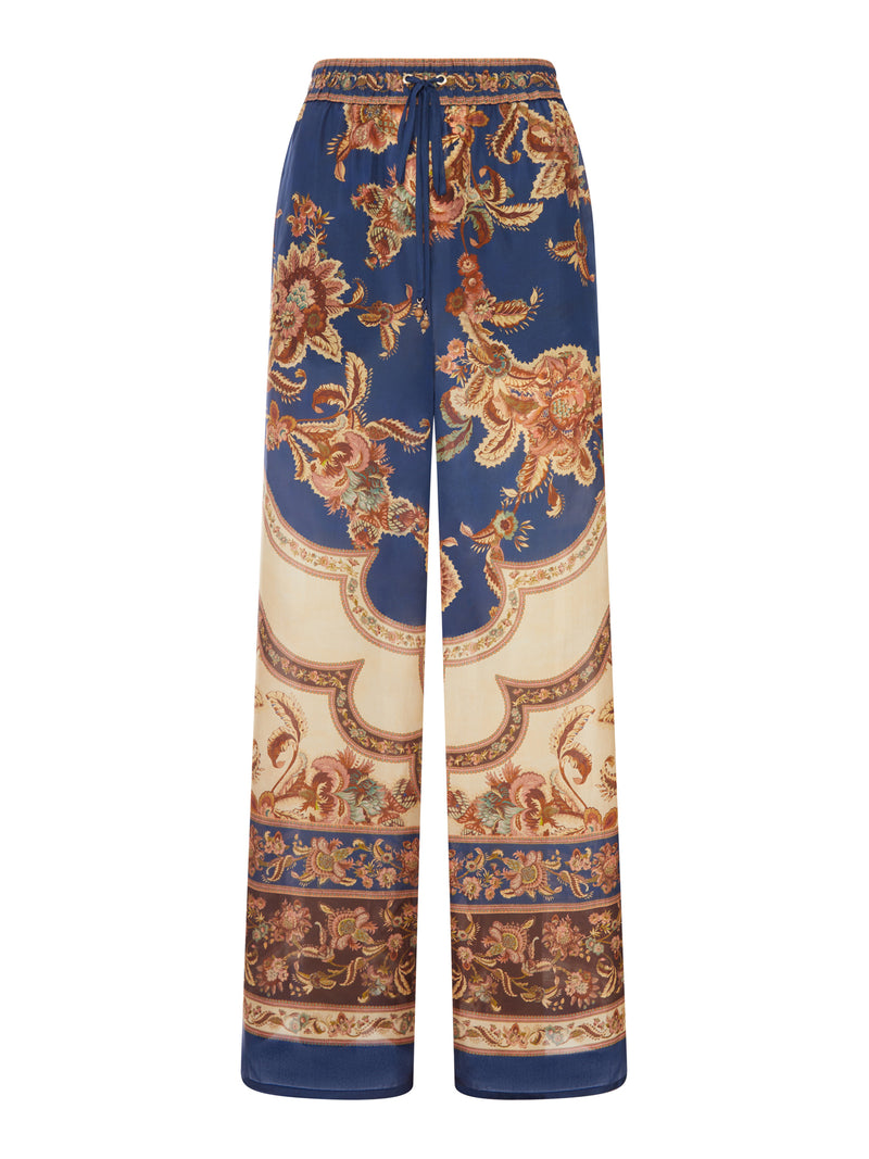 PANTALONI WIDE LEG ASTER IN SETA STAMPATA
