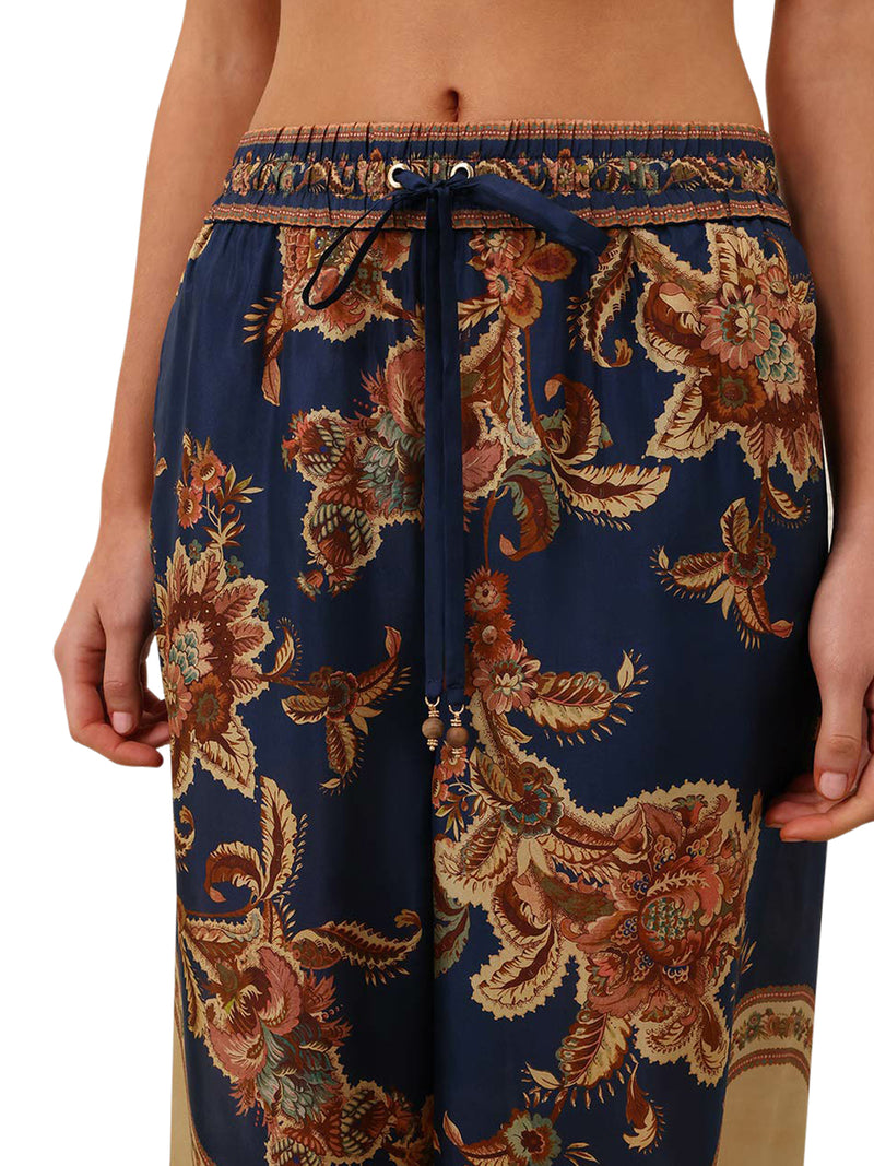 PANTALONI WIDE LEG ASTER IN SETA STAMPATA