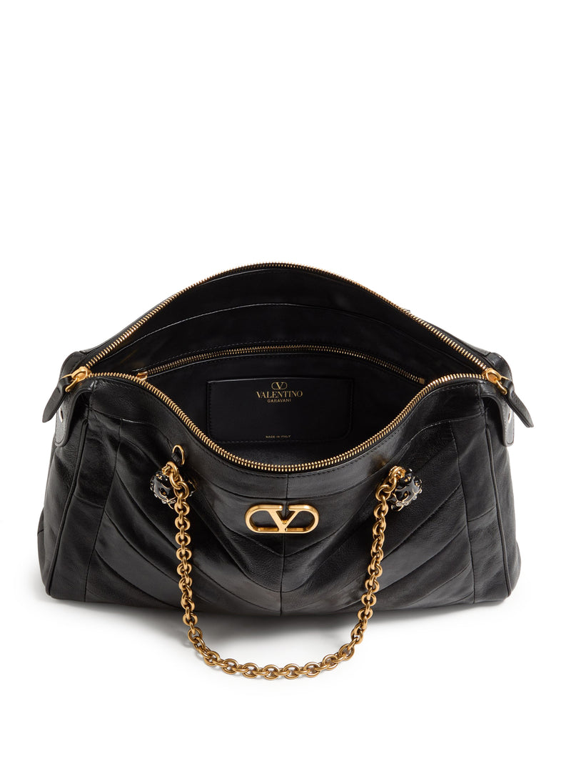 BORSA A TRACOLLA PANTHEA IN NAPPA CON MOTIVO CHEVRON
