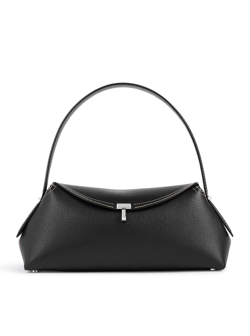 BORSA T-LOCK IN PELLE CON IMPUNTURE A CONTRASTO