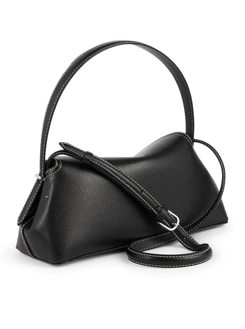 BORSA T-LOCK IN PELLE CON IMPUNTURE A CONTRASTO