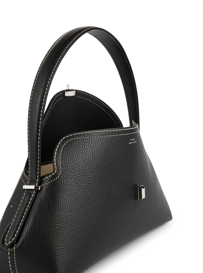 BORSA T-LOCK IN PELLE CON IMPUNTURE A CONTRASTO