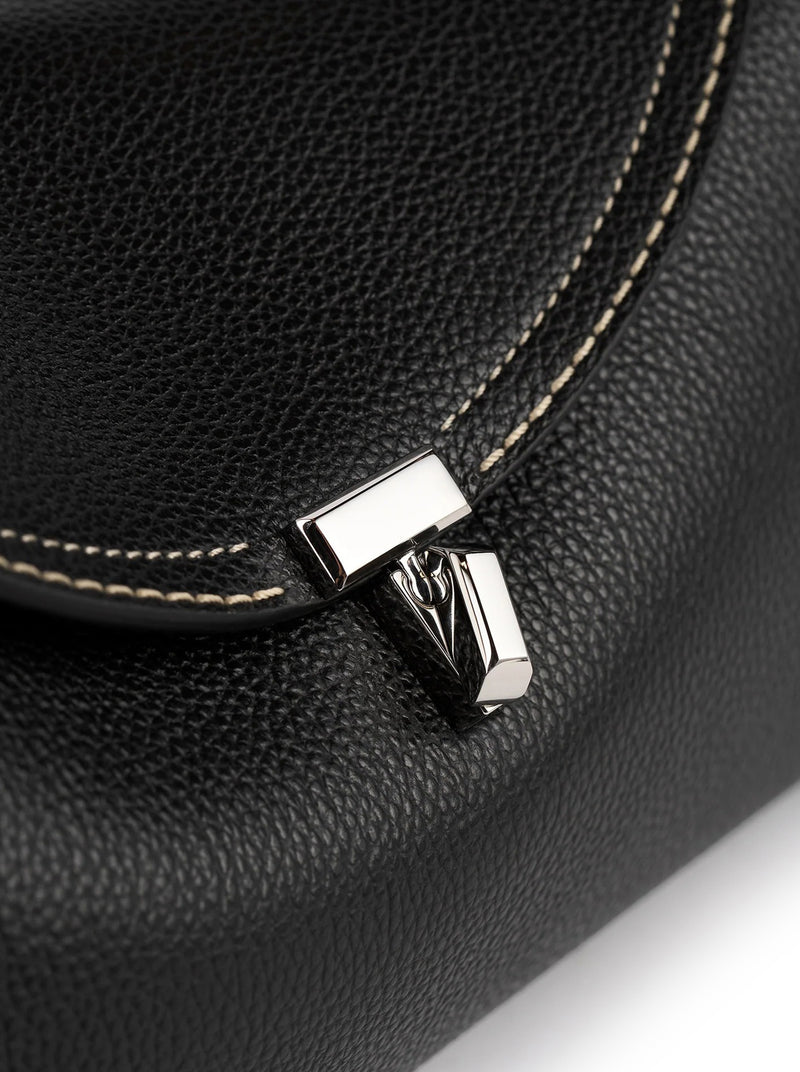 BORSA T-LOCK IN PELLE CON IMPUNTURE A CONTRASTO
