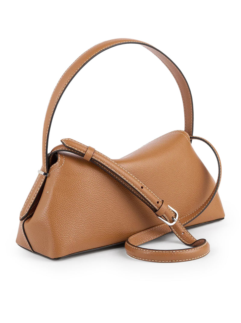 BORSA T-LOCK IN PELLE CON IMPUNTURE A CONTRASTO