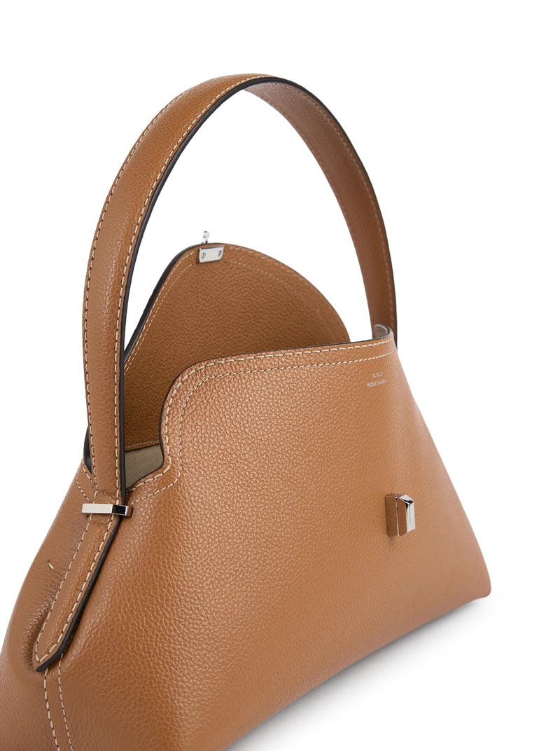 BORSA T-LOCK IN PELLE CON IMPUNTURE A CONTRASTO