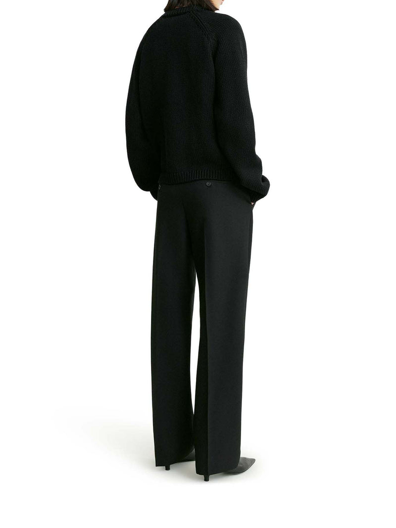 CARDIGAN IN COTONE NERO CON BOTTONI EFFETTO MARTELLATO