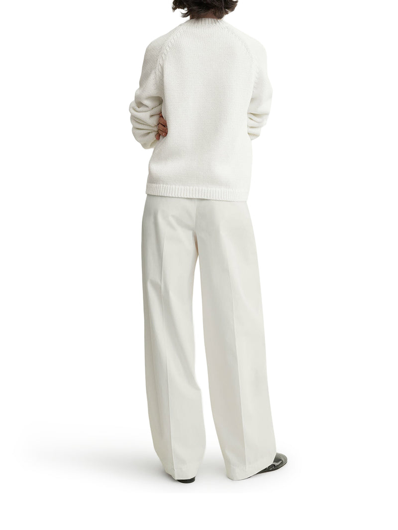 CARDIGAN IN COTONE BIANCO CON BOTTONI EFFETTO MARTELLATO