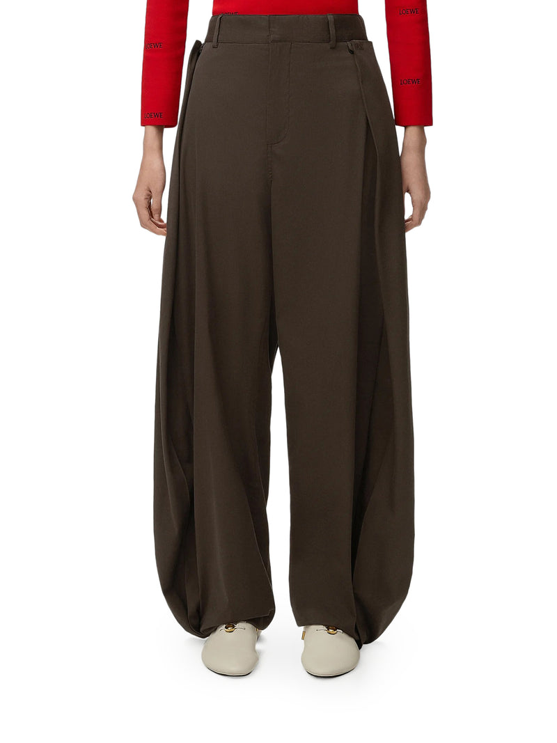 PANTALONI IN GABARDINE DI COTONE E SETA LEGGERA