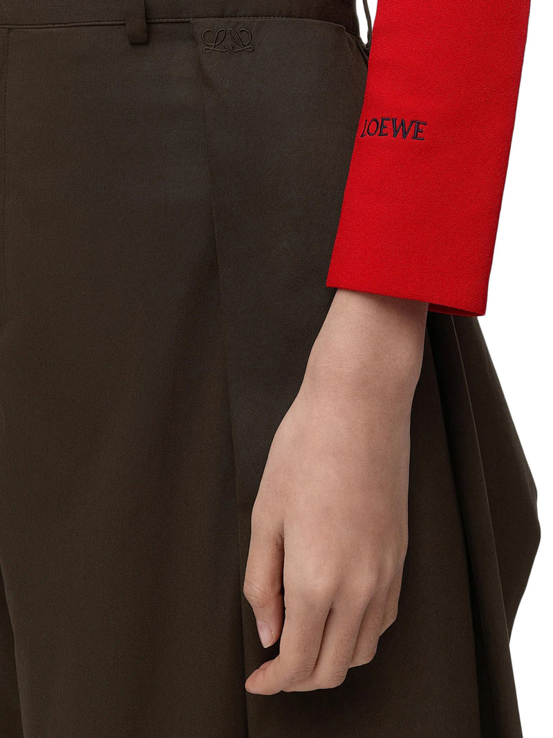 PANTALONI IN GABARDINE DI COTONE E SETA LEGGERA