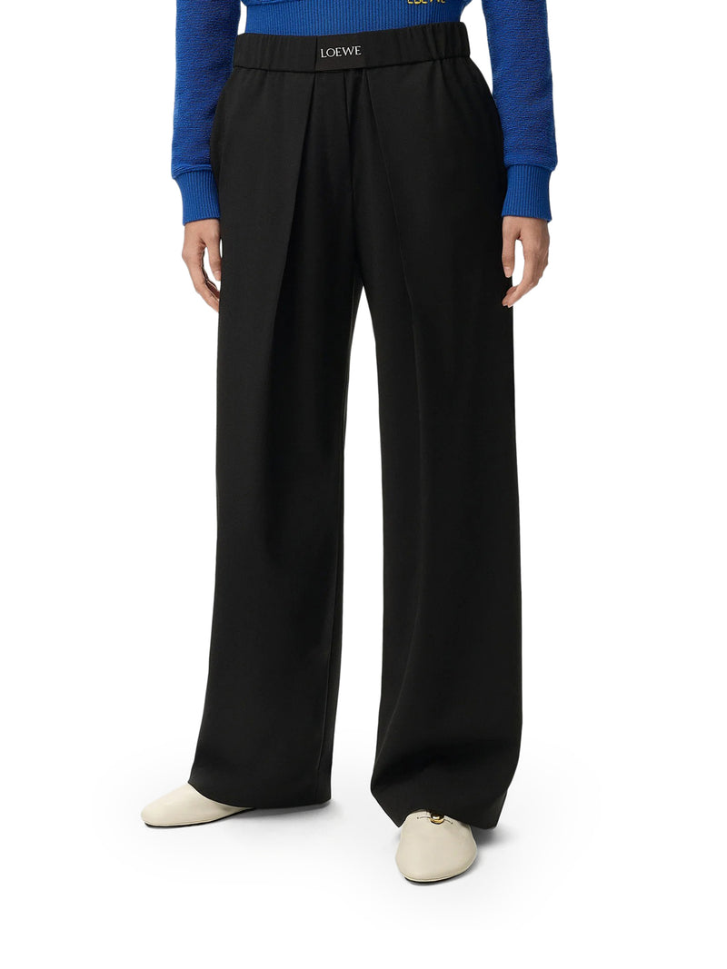 PANTALONI IN LANA SARTORIALE CON VITA ELASTICIZZATA IN JACQUARD LOEWE