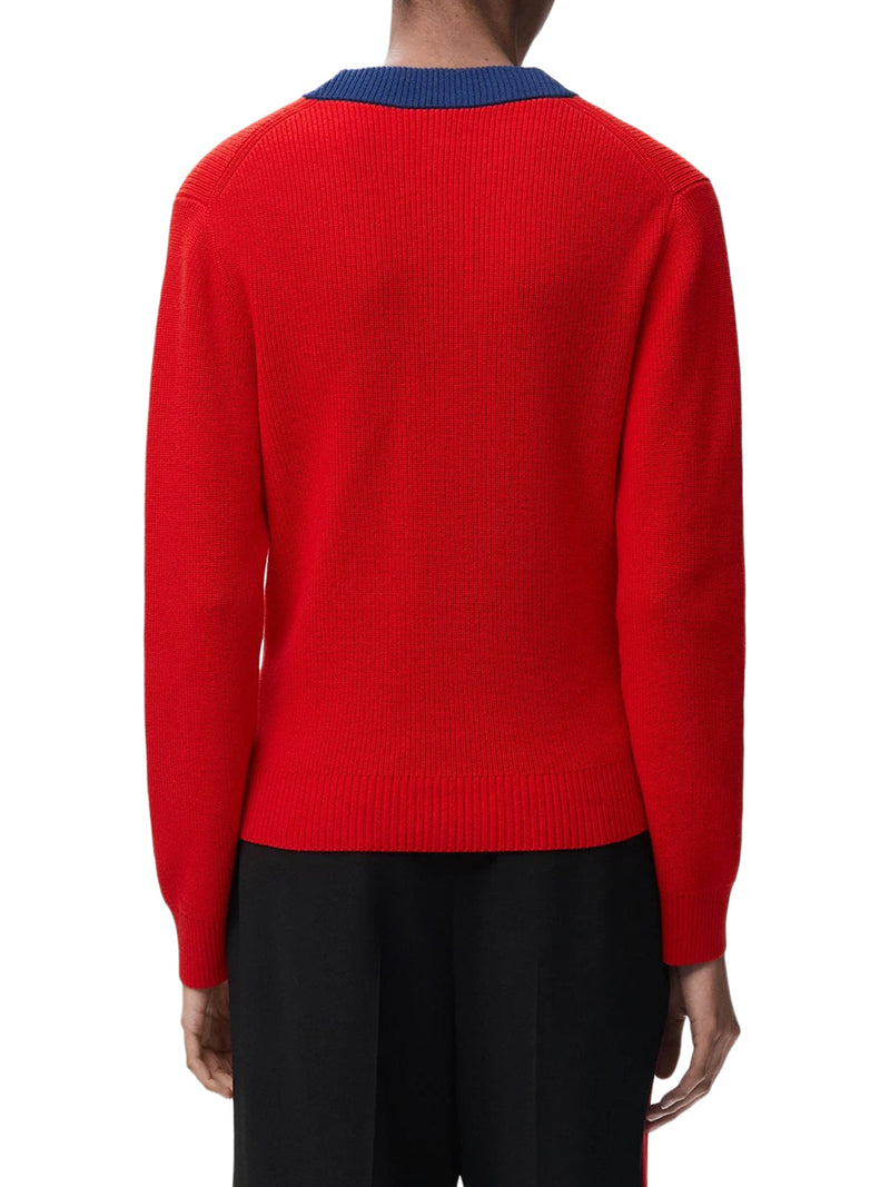 MAGLIONE IN MISTO COTONE E LANA TESTURIZZATI CON COLLO A CONTRASTO
