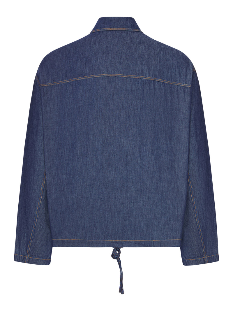 GIACCA IN DENIM CON ZIP E TASCA RICAMATA